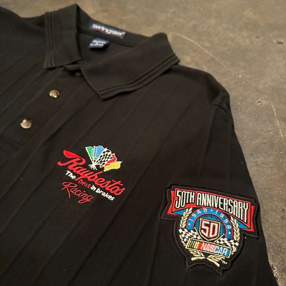 VTG Raybestos Racing Polo Shirt Mens Large Black Embroidered 50th Anniversary